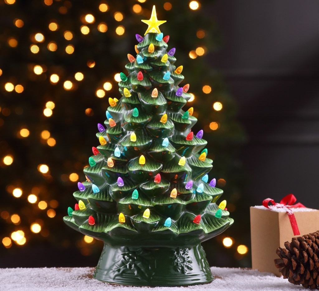 lit ceramic christmas tree 
