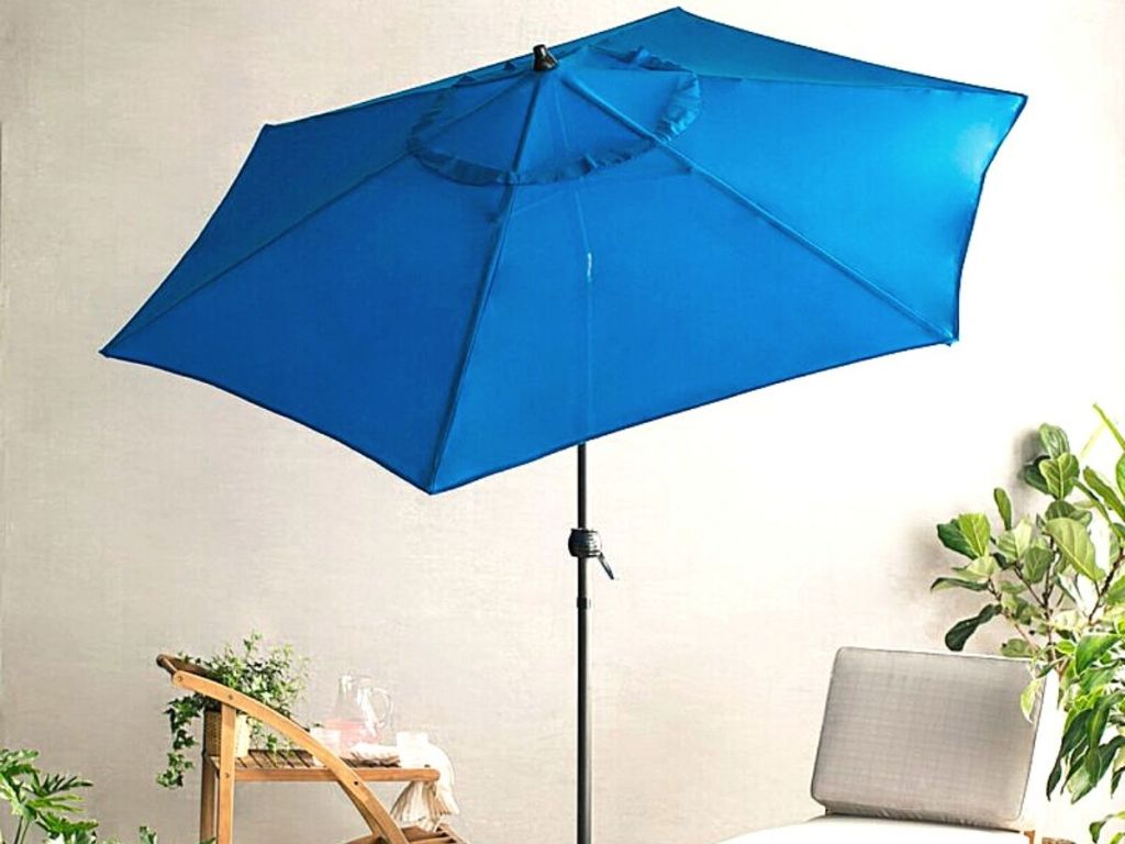 blue outdoor table umbrella