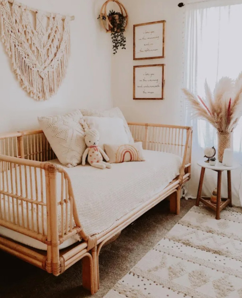 bohemian bedroom with rattan daybed serena and lily dupes 