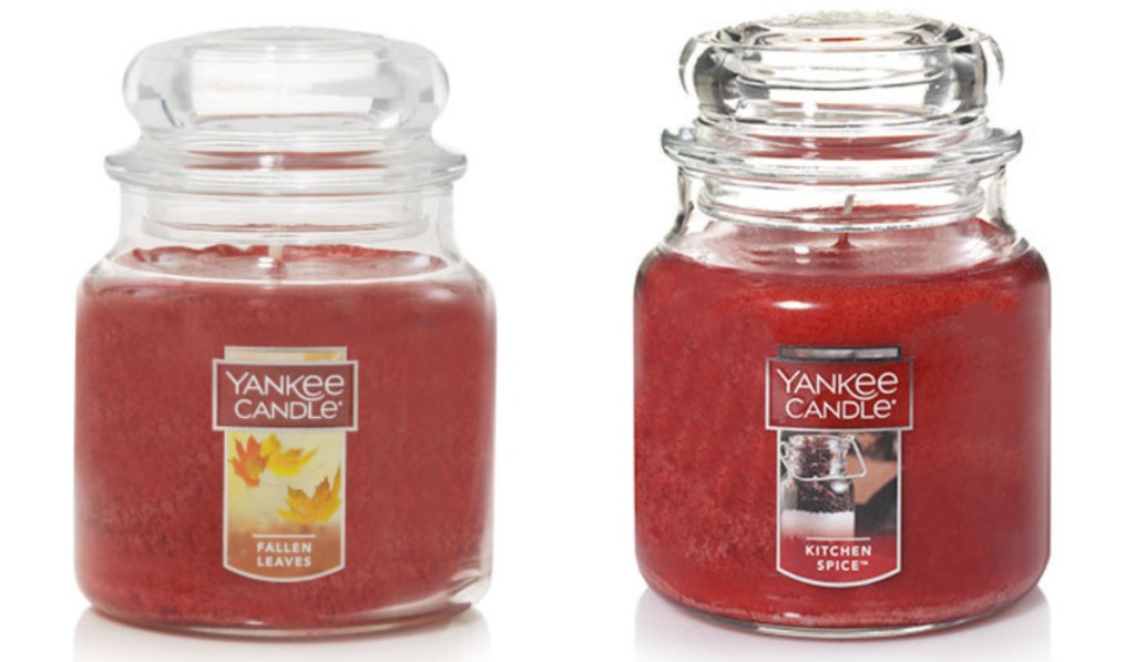 two yankee candles red