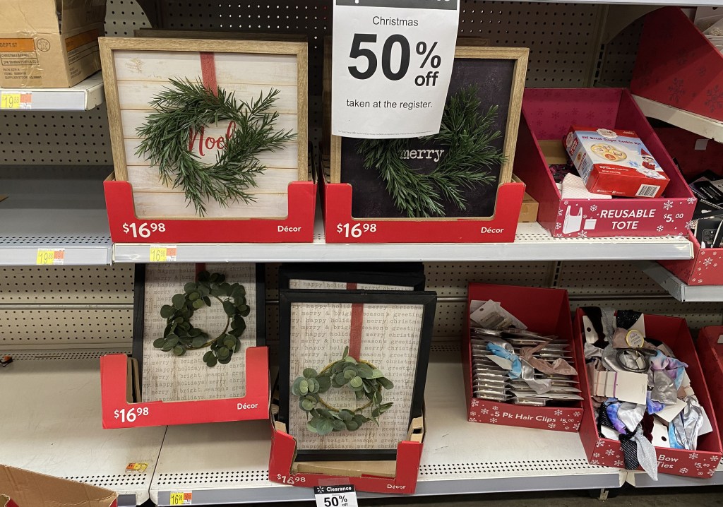 wreath signs in store at walmart