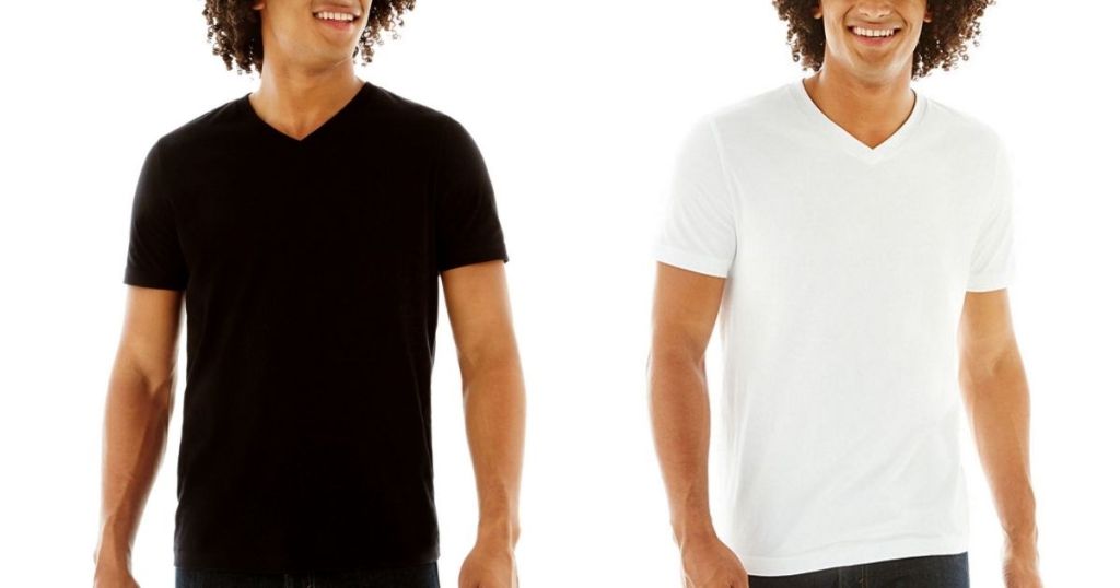 black and white Arizona Men's V-neck Tee Shirts