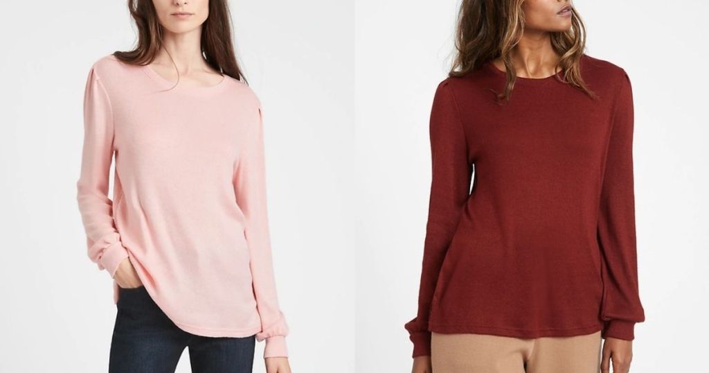 Banana Republic Puff Sleeve Blouse in pink and claret