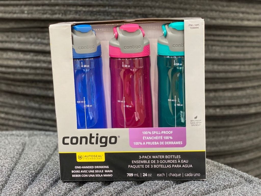 Contigo Water Bottle 3-Pack in packaging on table