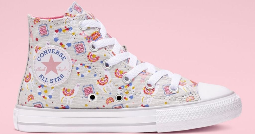 Converse shoe with llamas on it