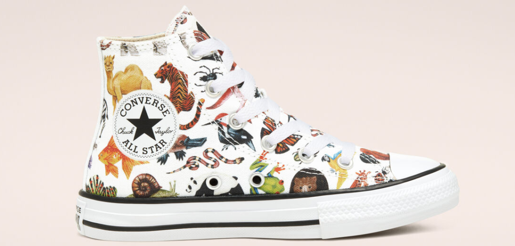 Converse shoe with animals on it