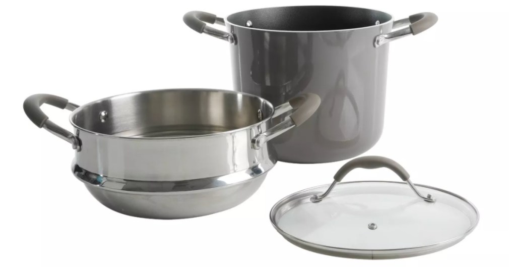 stock pot with lid and stainless steel steamer
