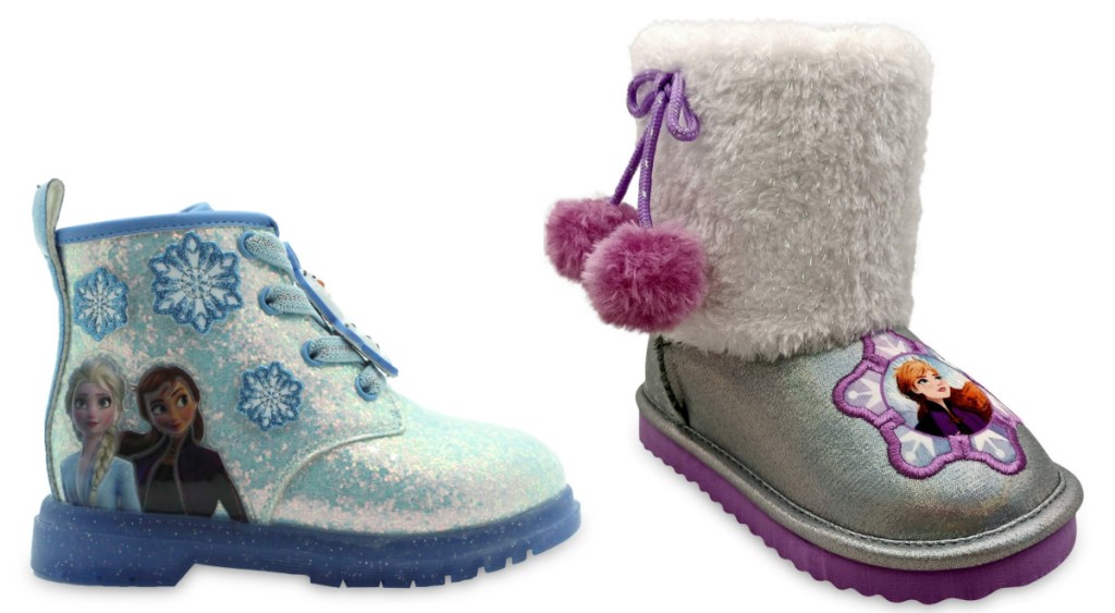 Disney Frozen 2 Anna & Elsa Snowflake Lace-Up Moto Boot and Disney Frozen 2 Anna & Elsa Cozy Faux Shearling Winter Boot