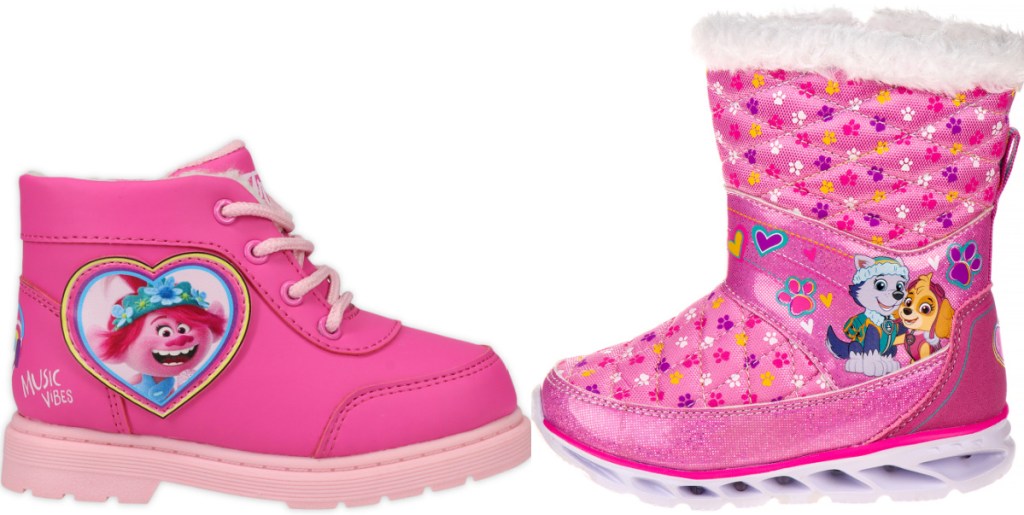 Dreamworks Trolls Poppy Cozy Hiker Winter Boots and Paw Patrol Heart Print Snow Boot 
