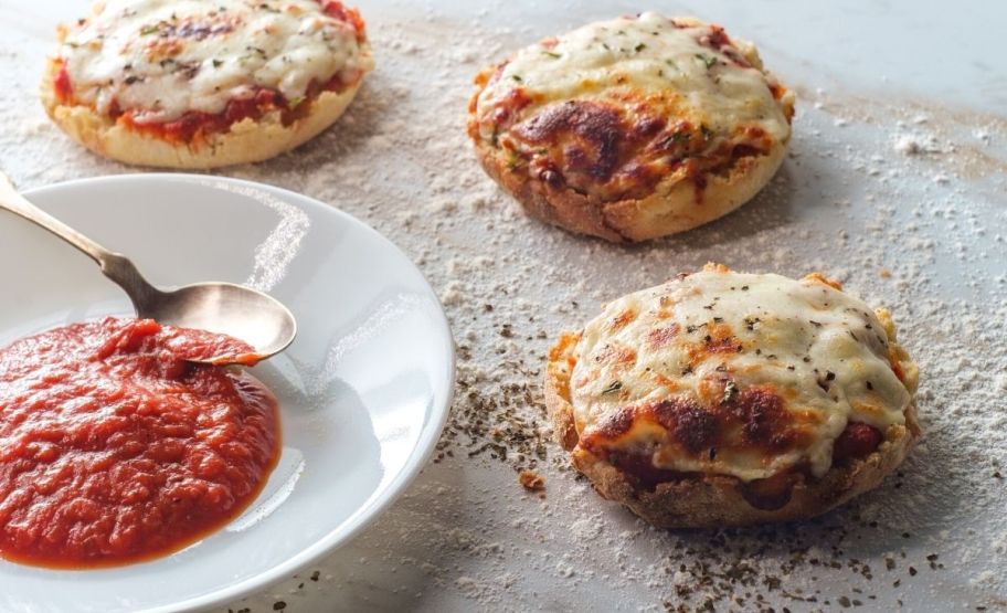 Mini pizzas made from english muffins