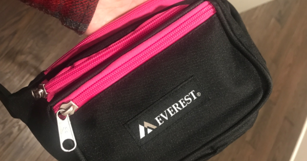 Everest brand fanny pack in black and pink