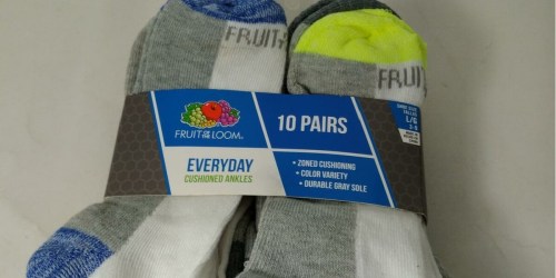 Fruit of The Loom Kids Cushion Ankle Socks 10-Pack Only $5 on Amazon (Just 50¢ Each)