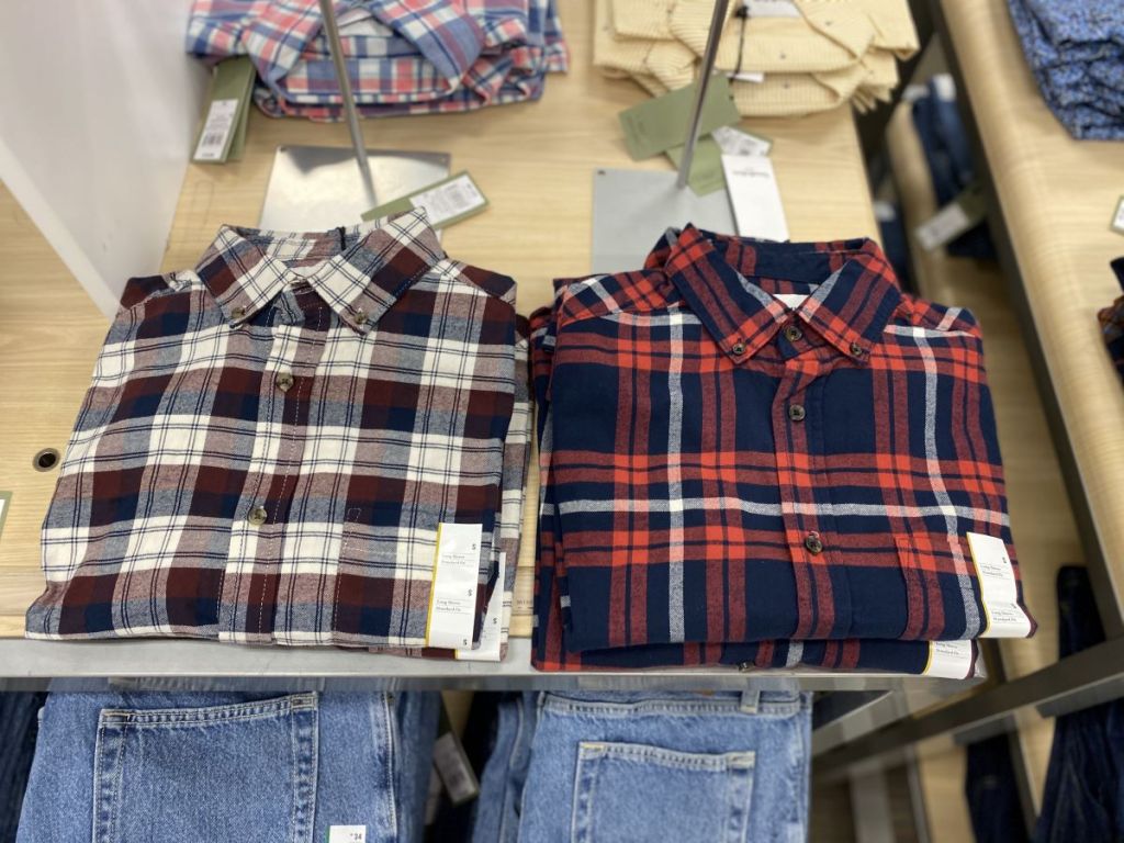 shirts folded on a table at Target