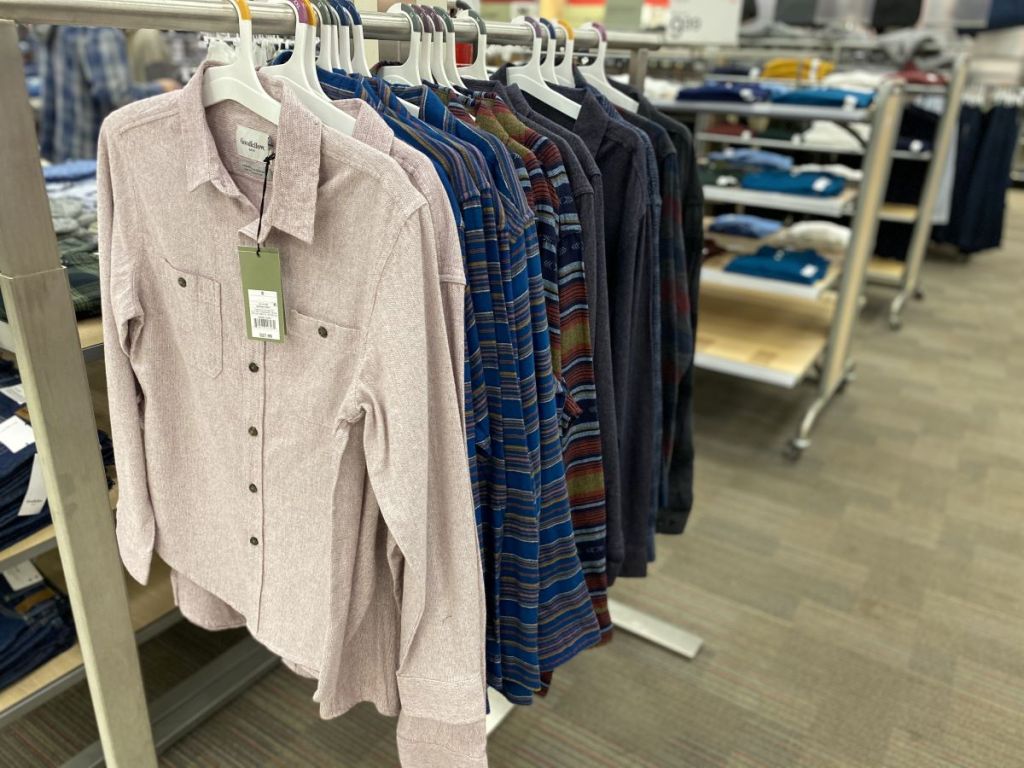 button-down shirts on hangers at Target