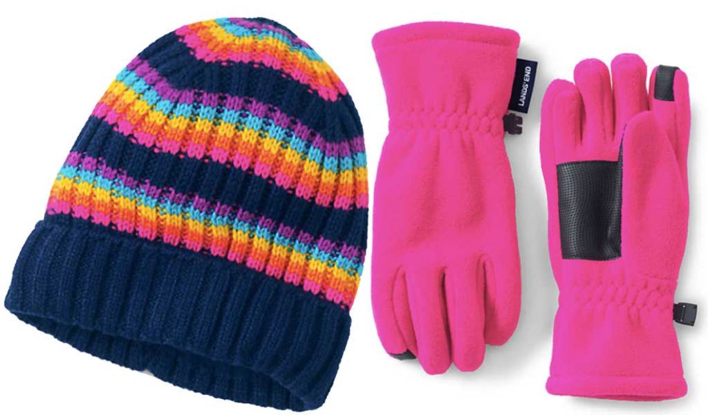 lands end hat and winter gloves