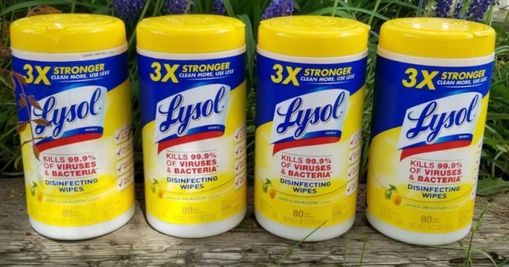 row of Lysol wipes