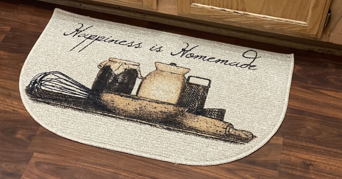 Cushion Comfort Kitchen Mat with Happiness Is Homemade Design