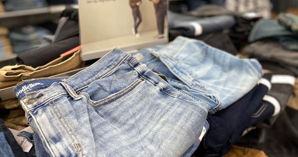 Men's Jeans Target Goodfellow & Co folded on display