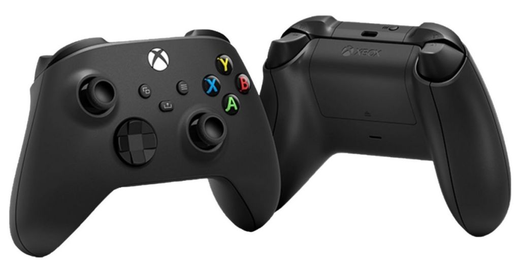 front and back view of Microsoft Xbox Wireless Controller in Carbon Black