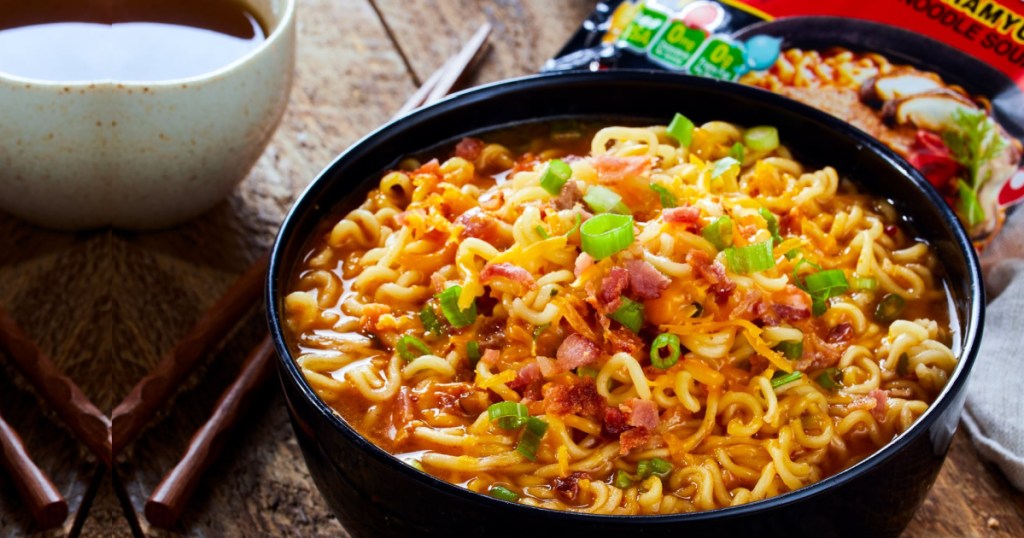 bowl of nongshim spicy korean style noodles