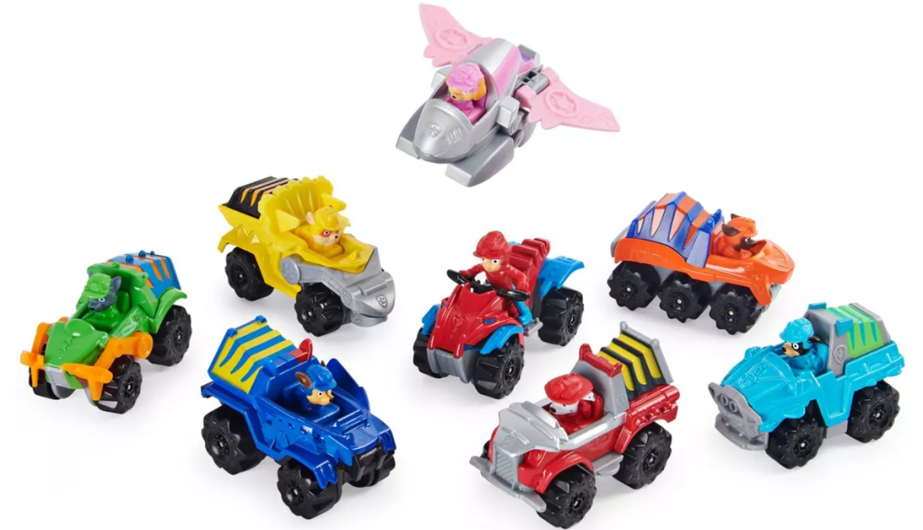 Paw Patrol action figures in their cars