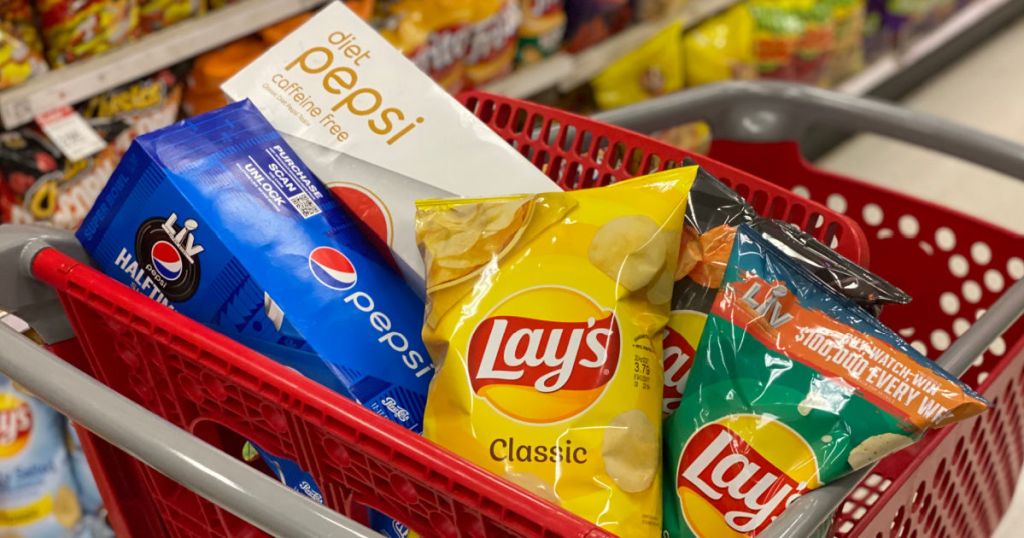 chips and soda in cart