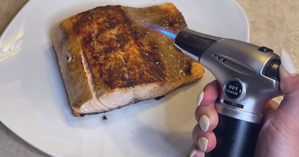 salmon with torch
