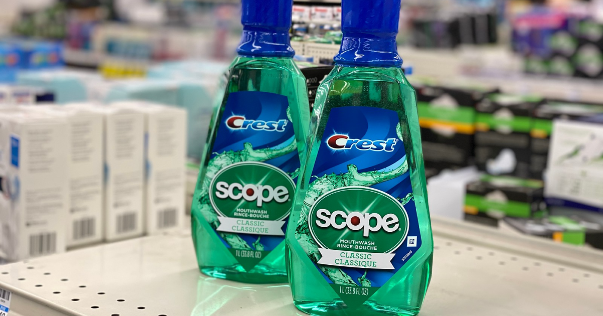 Scope Mouthwash on store counter