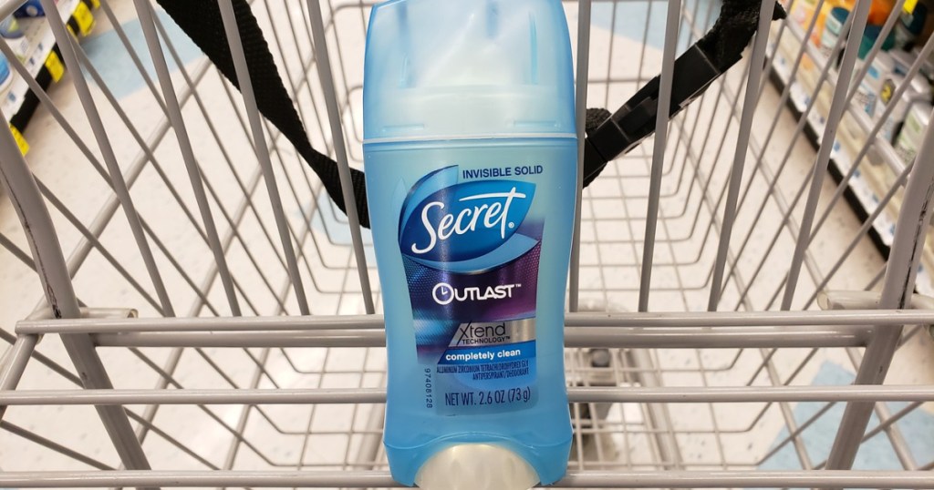 Secret Outlast deodorant in store cart
