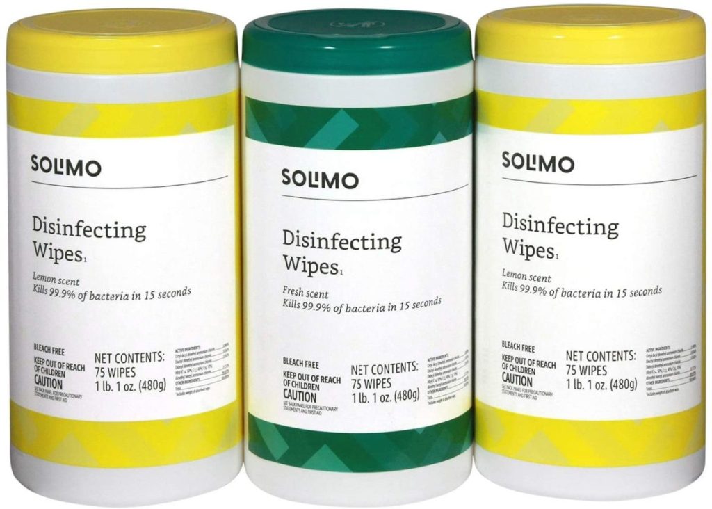 Solimo Disinfecting Wipes 75-Count Canisters 3-Pack Only $7.78 Shipped on Amazon | Just $2.59 Each
