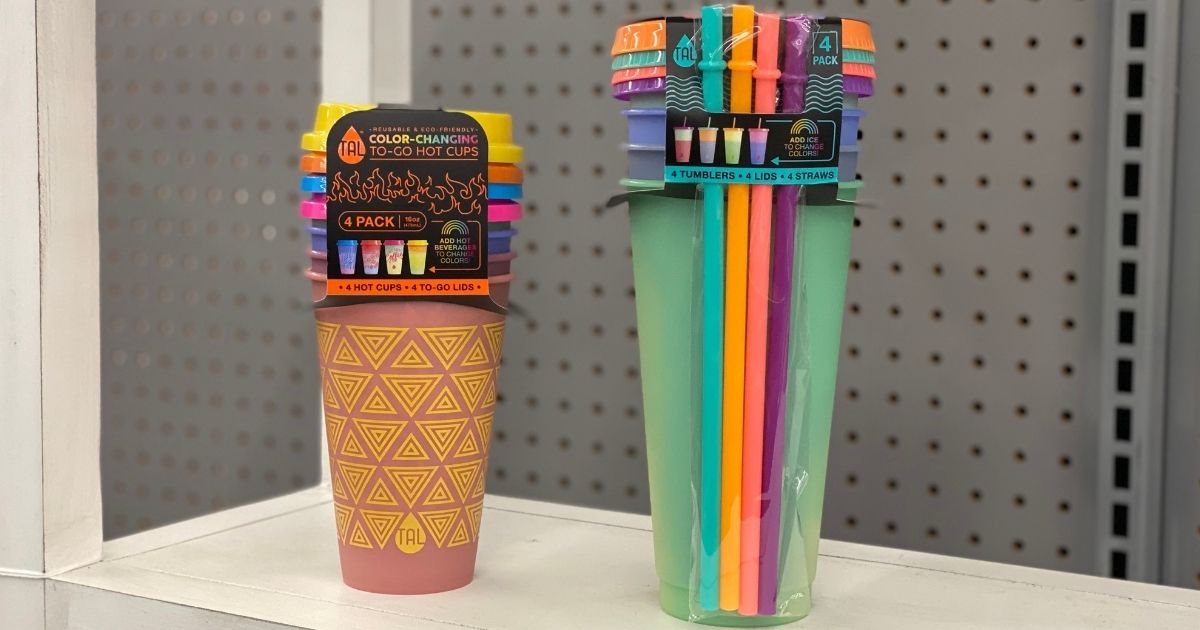Color Changing To-Go Cups or Tumblers w/ Straws 4-Packs Only $5.76