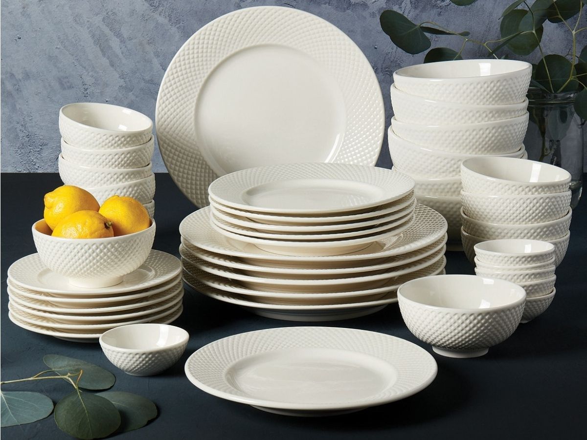 Porcelain Macy's White Elements Dishes Dinnerware Set Macys