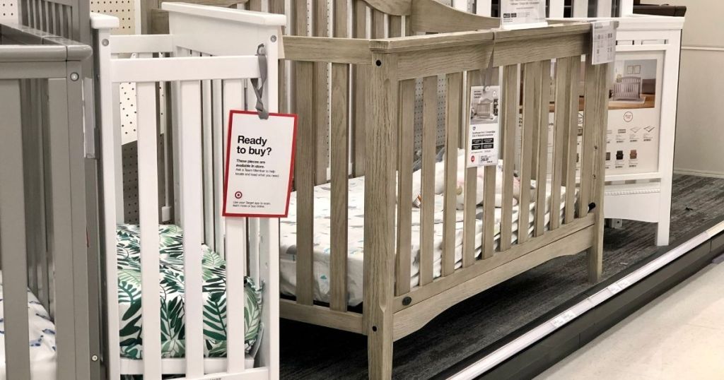cribs on display at Target
