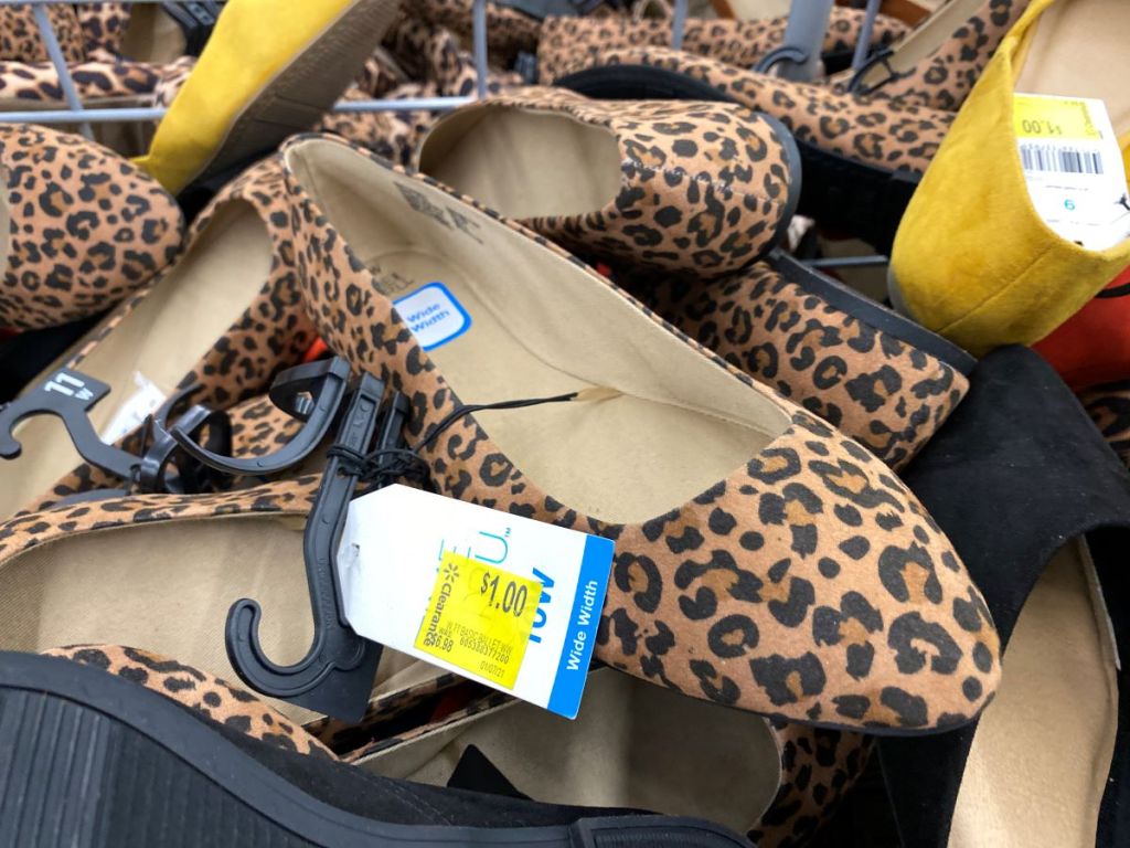 Time and Tru Leopard Flat in a bin at Walmart