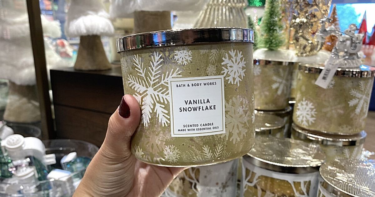 bath and body works vanilla snowflake candle