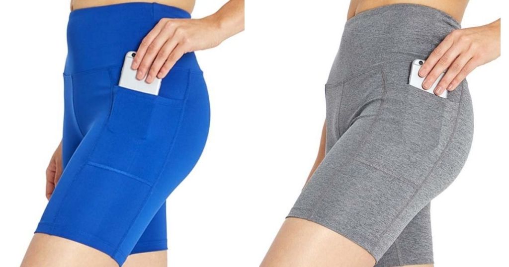 Gray and blue Zulily Bally Total Fitness Pocket Bike Shorts