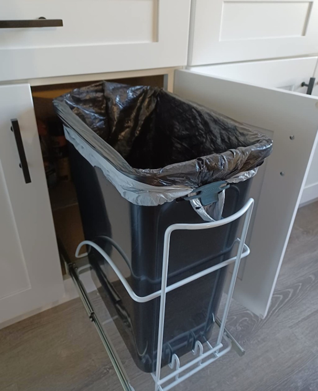 pull out trash can inside cabinet