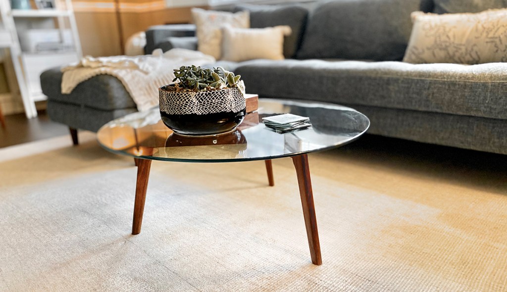 glass top coffee table from article