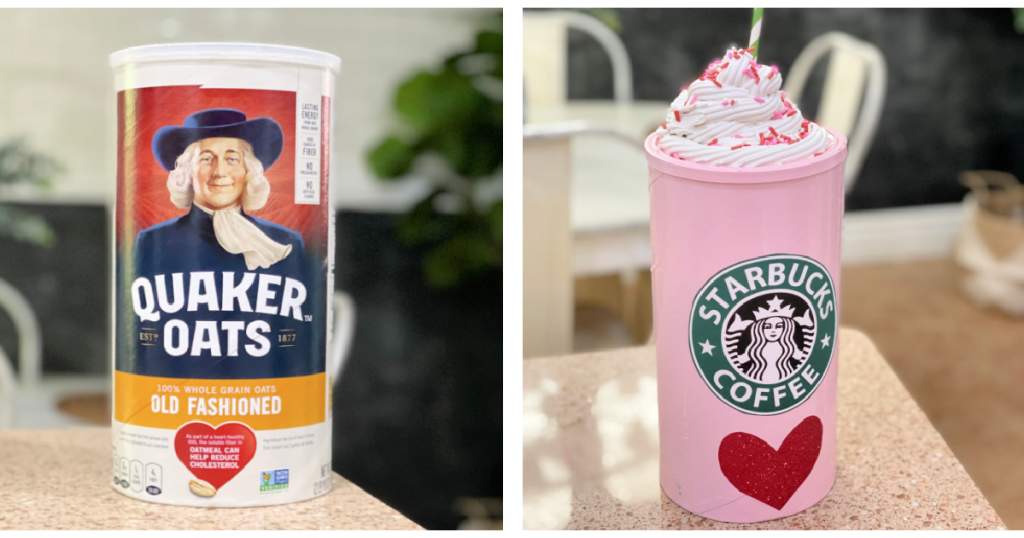 before and after of oatmeal container frappuccino
