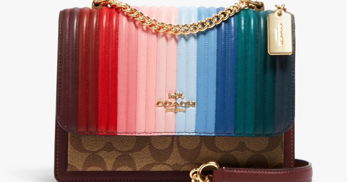 coach anna foldover crossbody clutch rainbow