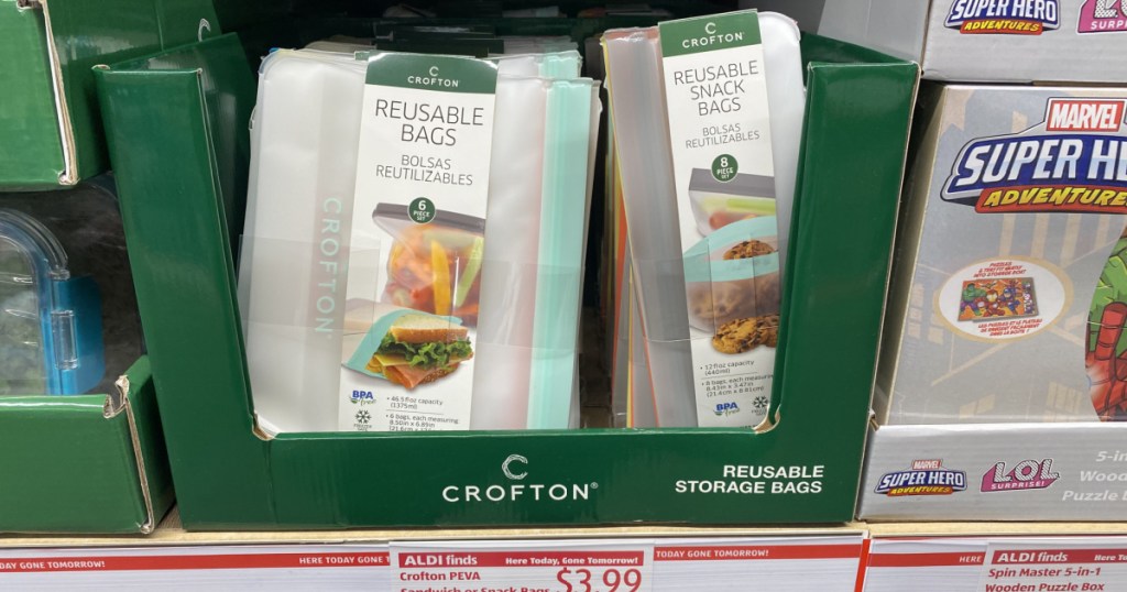 shelf with crofton reusable bags