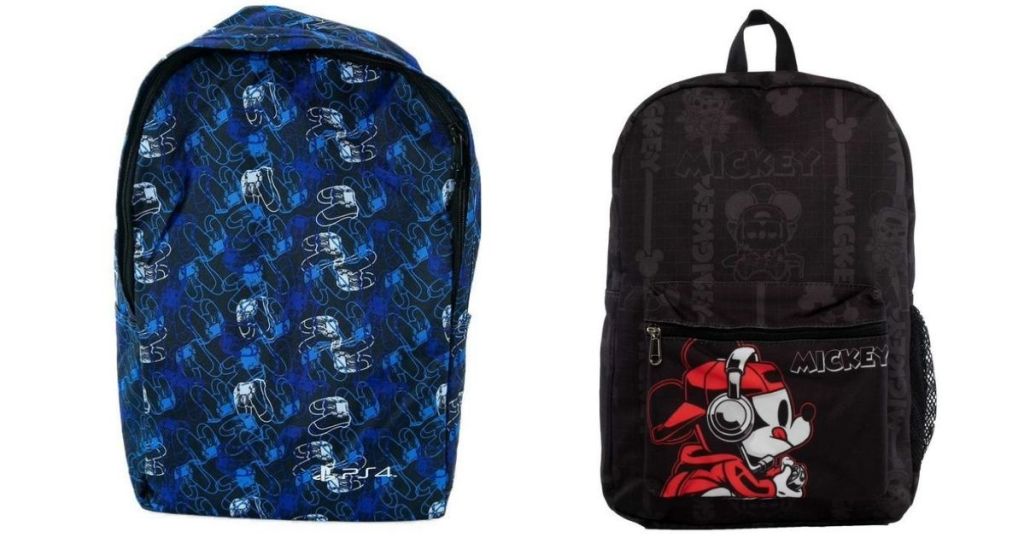playstation and mickey mouse backpacks