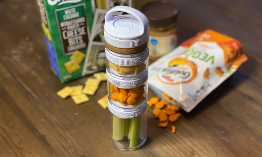stackable storage containers with snacks