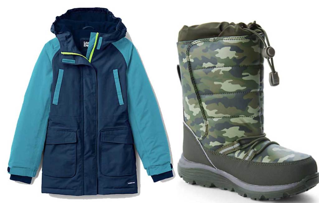 kids parka and snow boots