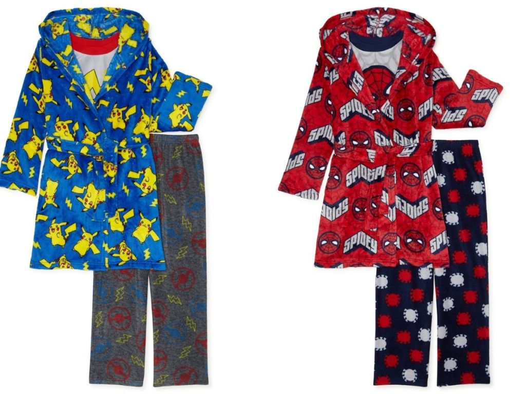 Pokémon and Spiderman robe and pajama set