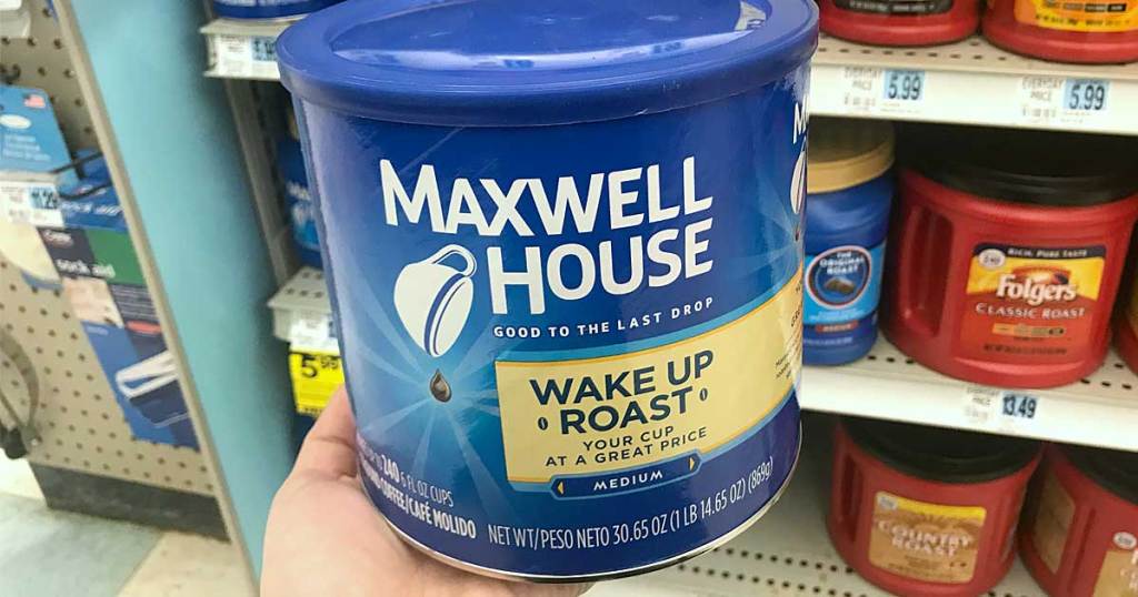 maxwell house wake up roast canister in hand