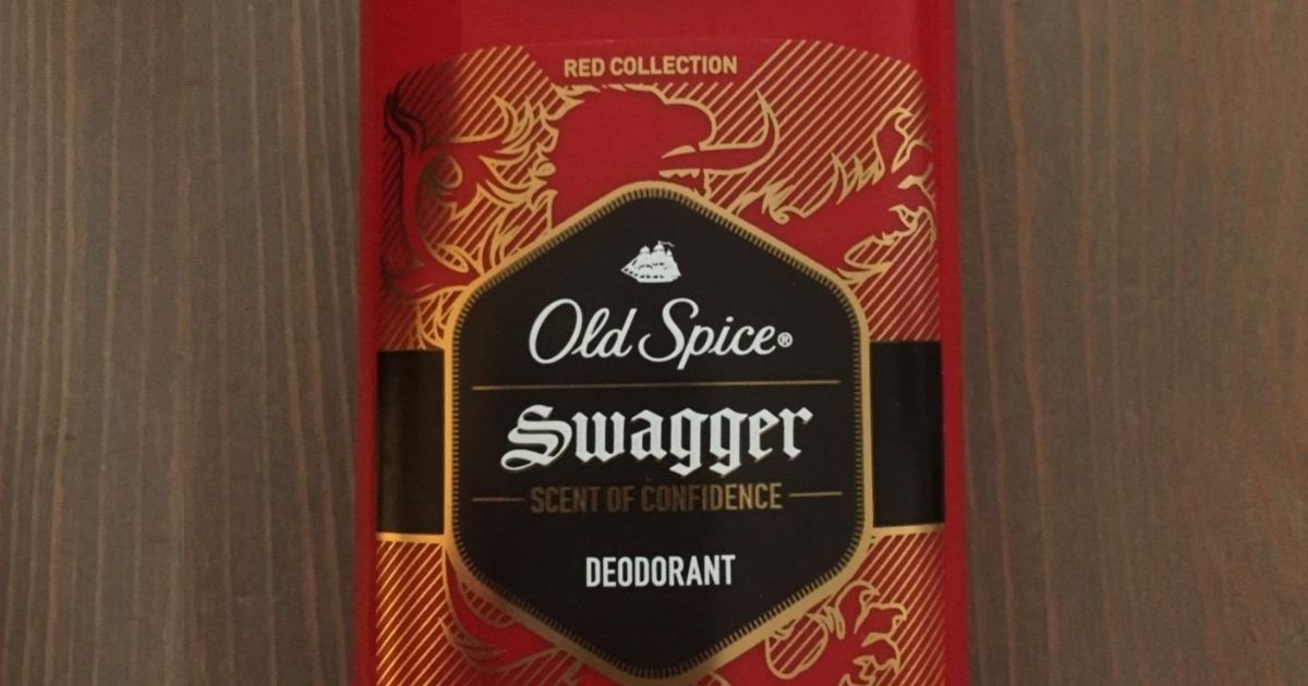 old spice swagger deodorant on wood surface