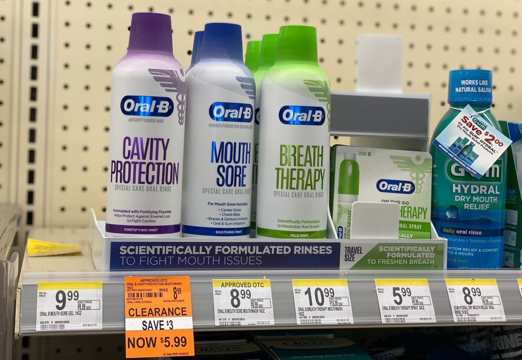oral b mouth rinse in shelf at walgrens