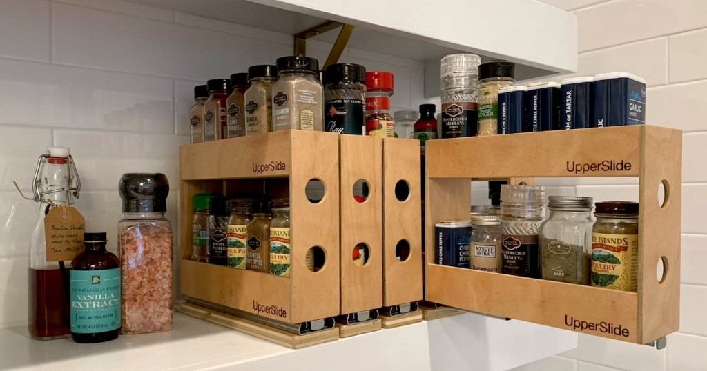 wooden pantry spice and food pantry organizer ideas
