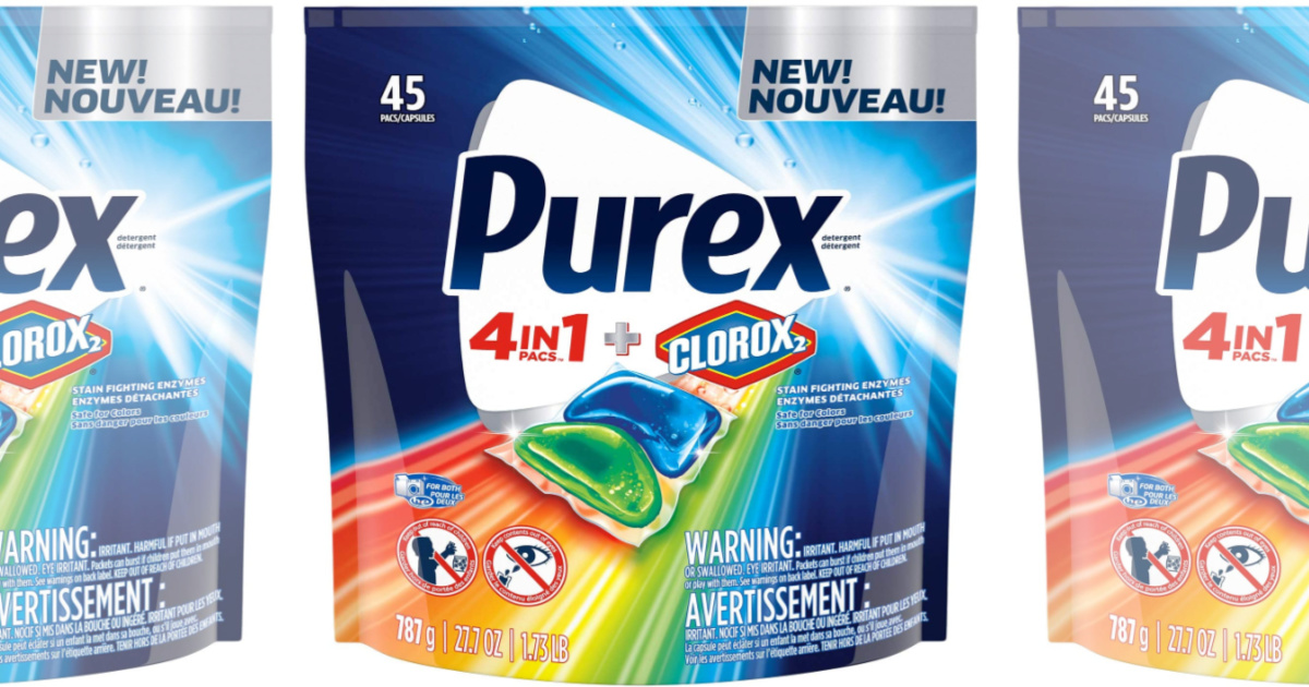 Purex 4-in-1 Laundry Detergent Pacs w/ Clorox 45-Count